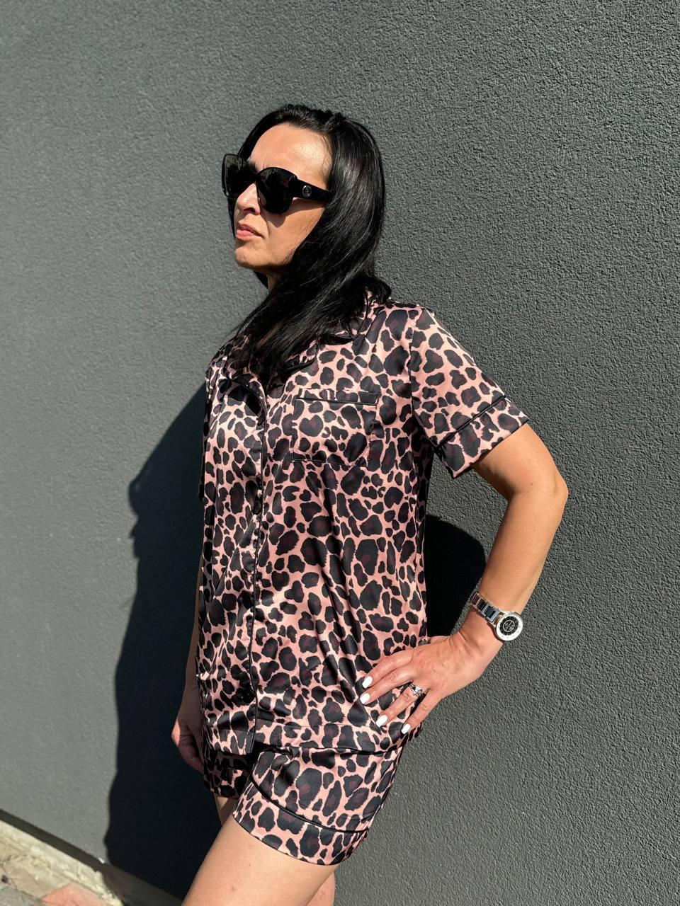 Пижама женская сатин XS/S Леопардовый (Д-mur-satin-pizham-001) Пижама женская сатин XS/S Леопардовый (Д-mur-satin-pizham-001)