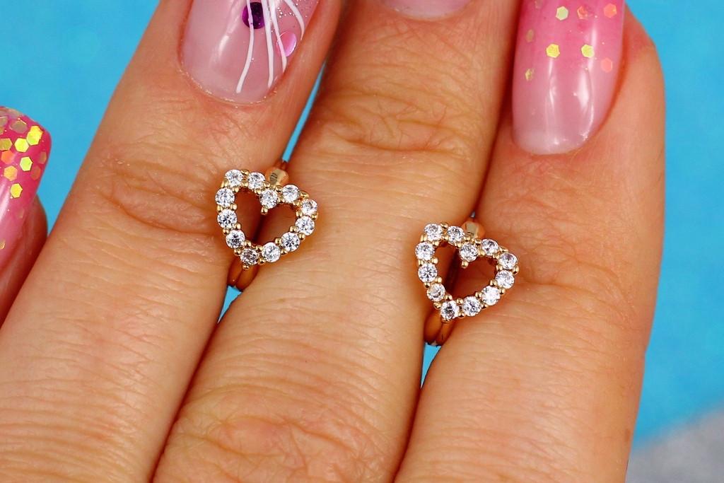 Серьги детские Xuping Jewelry Сердечки ободок из фианитов 1 см Золотистый