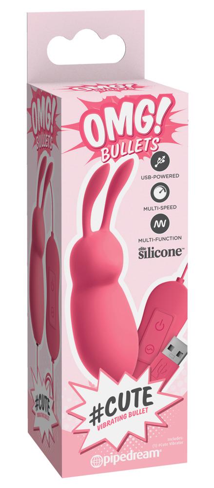 Вибропуля в виде зайчика Pipedream OMG! Bullets #Cute, розовая