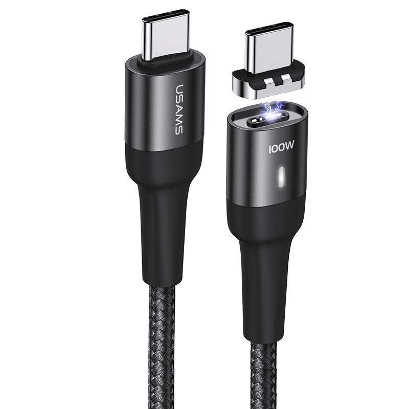 Кабель дата Usams US-SJ466 U58 Type-C to Type-C 100W PD Fast Charge Magnetic 1,5 м Чорний (00000039658_1)
