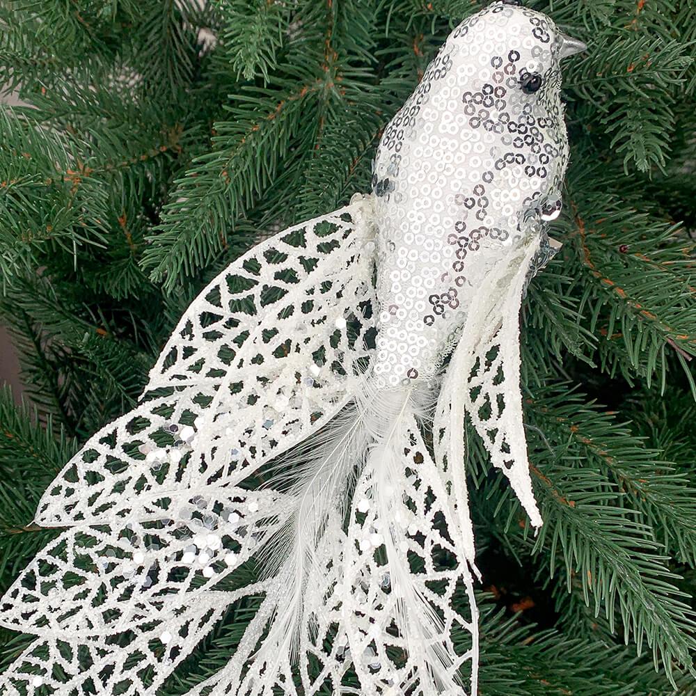 М'яка новорічна іграшка на ялинку Elisey Пташка співуча Білий (NH-106-K-197)