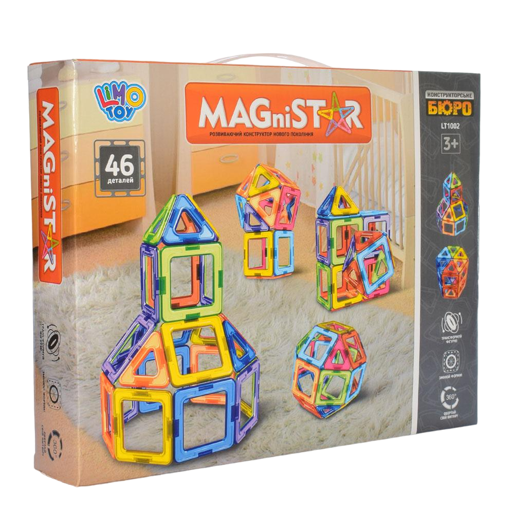 Конструктор магнітний Limo Toy 3Д Фігури 46 деталей (LT1002)