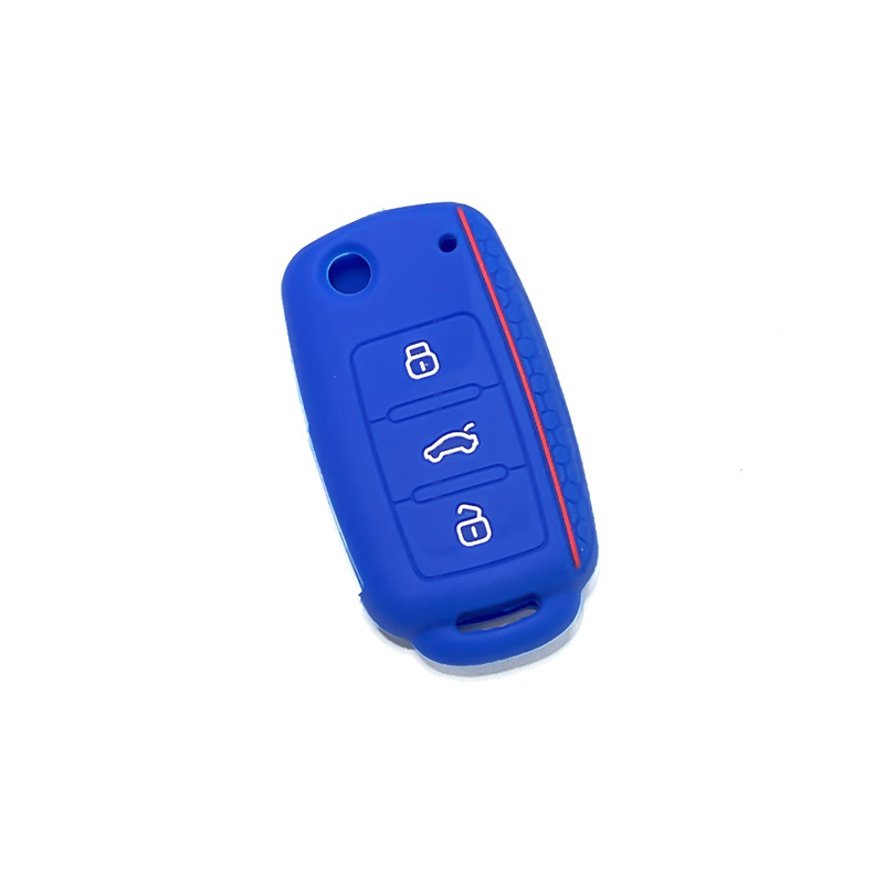 Чехол на ключ силиконовый три кнокпа Skoda/VW/Seat Синий (21586407)