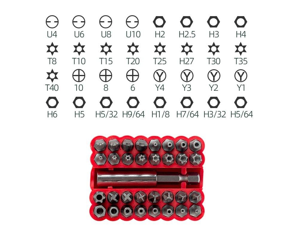 Комплект бит с переходником AP-033 33 шт./6,35 мм (137835) - фото 7 Комплект бит с переходником AP-033 33 шт./6,35 мм (137835) - фото 7