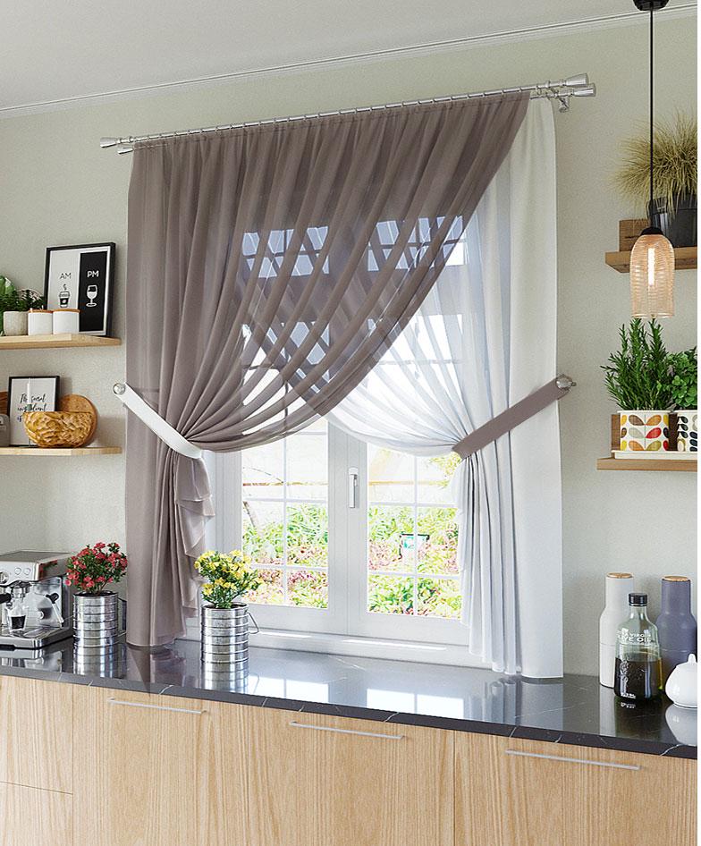 Комплект тюлей Pivdenne 280х170 см 2 шт. креп Plume Мокко/Белый (20206-280-2)