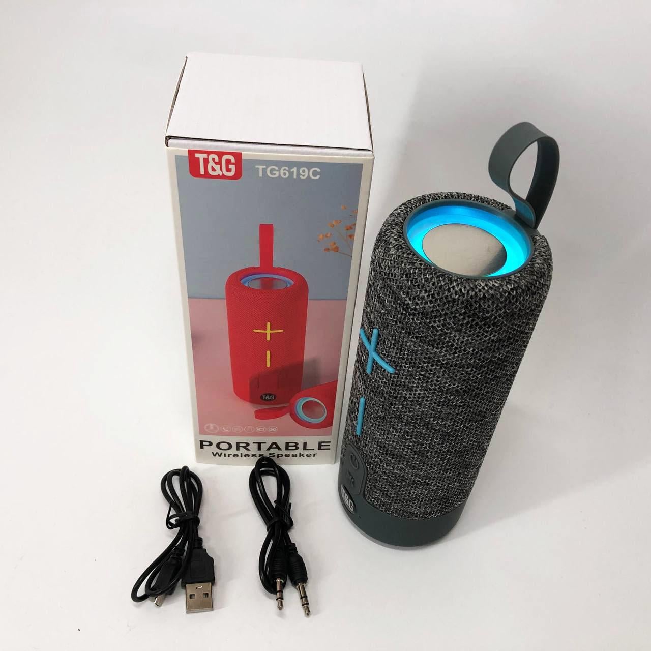 Колонка портативная TG619C FM-радио USB/TF с ремешком, Bluetooth колонка с подсветкой. Цвет: Серый Колонка портативная TG619C FM-радио USB/TF с ремешком, Bluetooth колонка с подсветкой. Цвет: Серый