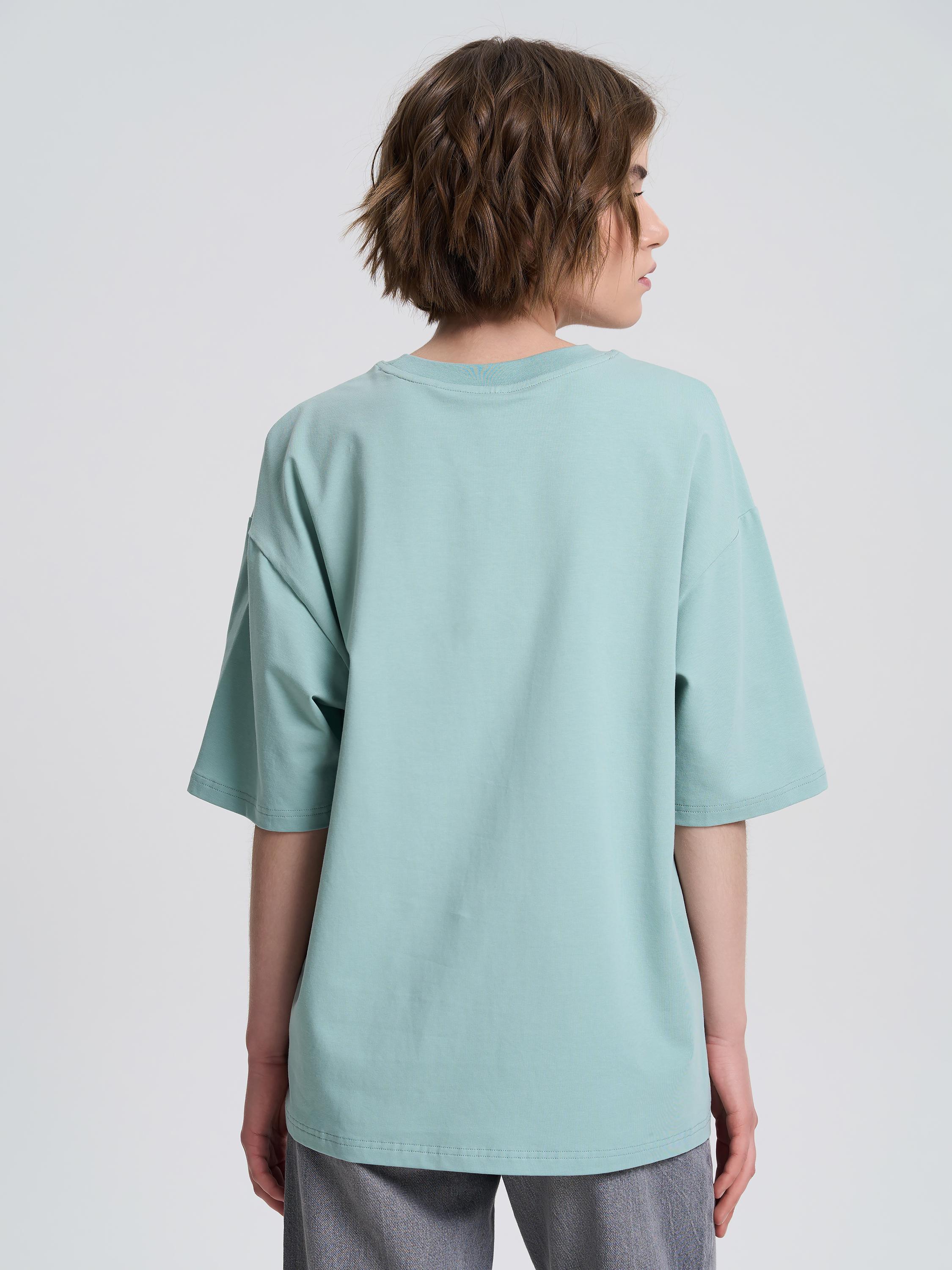 Футболка женская оверсайз ROZA 231105 S Темно-бирюзовый (4824005715716) - фото 3