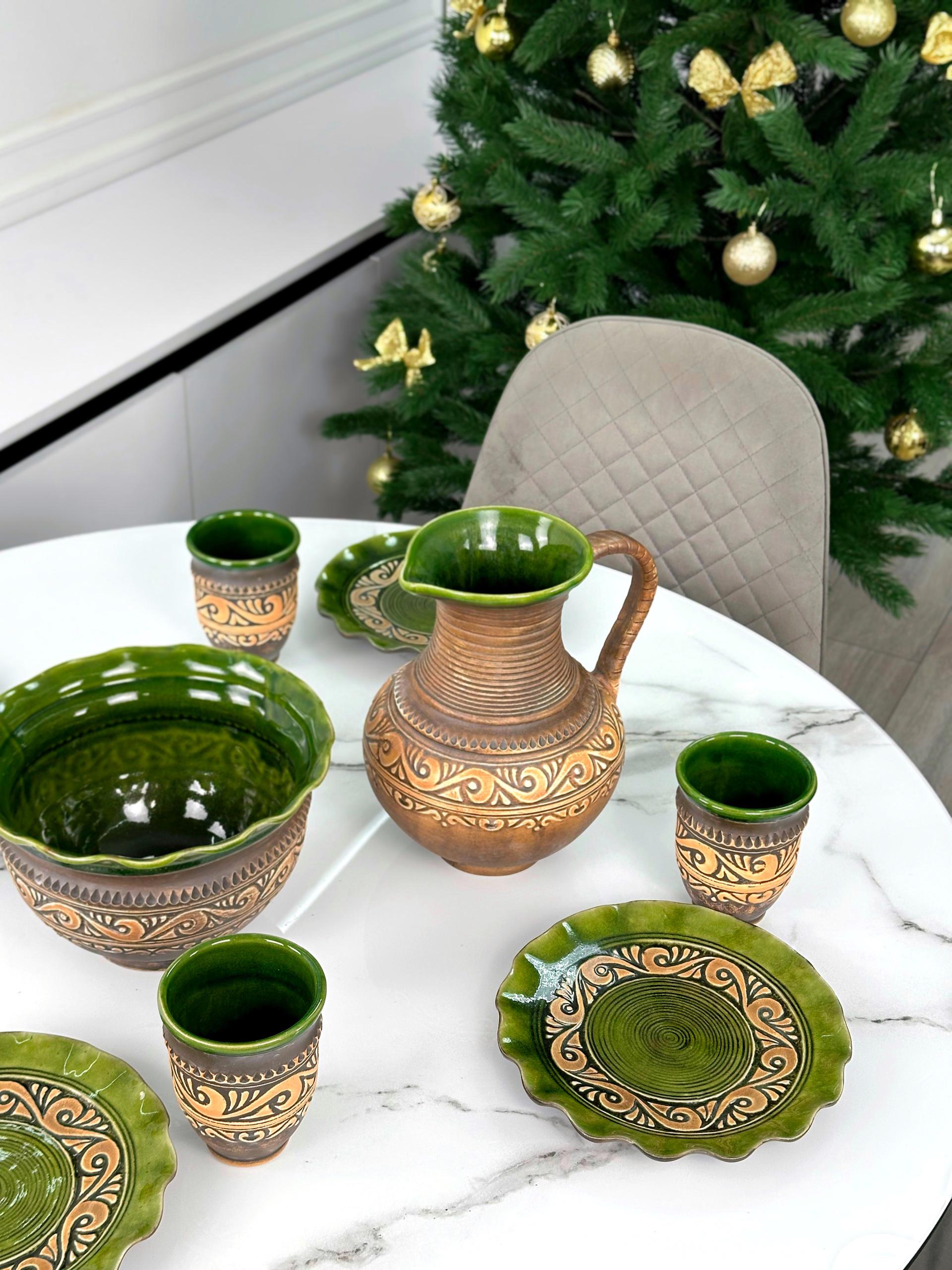 Набор глиняной посуды Рождественский Святой ужин на 6 человек Гражда Коричневый (17019-40) - фото 2