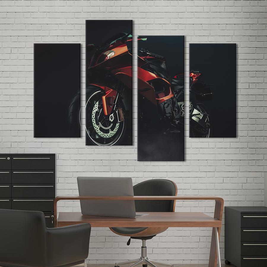 Картина на холсте Мощный красный мотоцикл 129x90 см (1369-42)