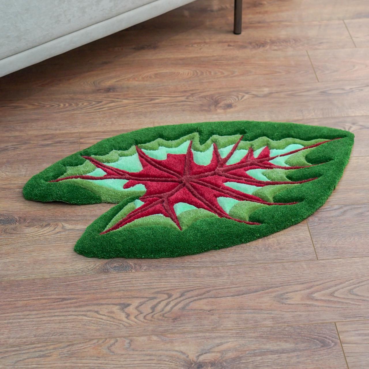 Килим ручної роботи Листок каладіума 100х70 см Килим ручної роботи Листок каладіума 100х70 см