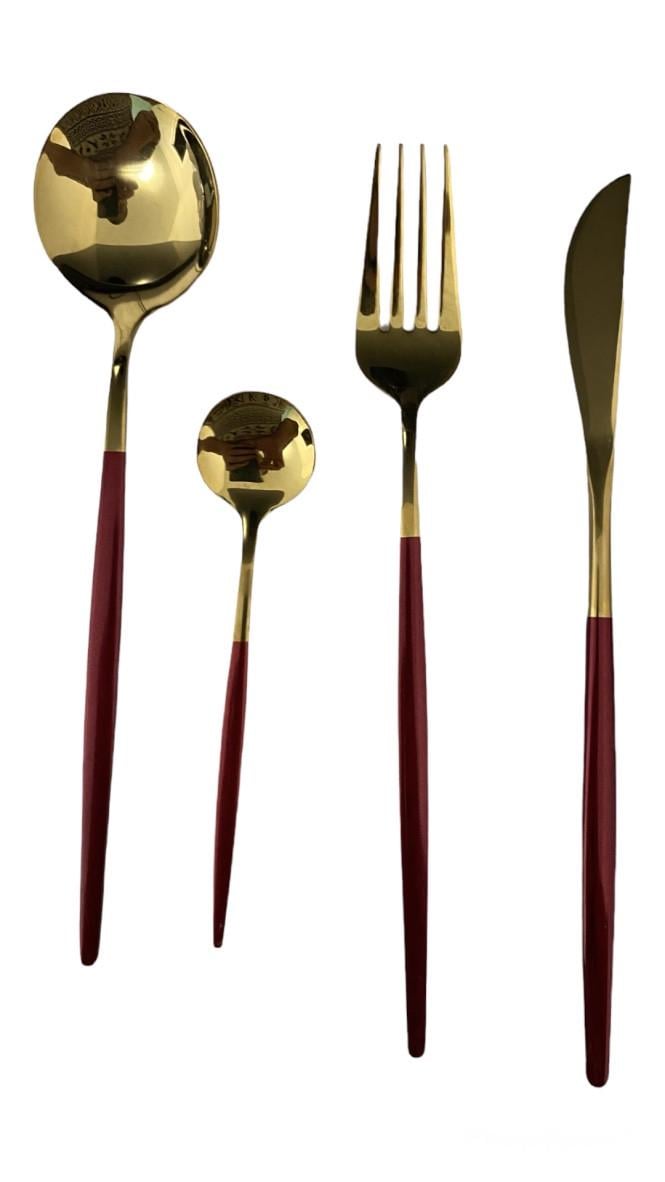 Набір столових приборів Kitchen на 2 персони Бордовий (1643373491) - фото 3 Набір столових приборів Kitchen на 2 персони Бордовий (1643373491) - фото 3