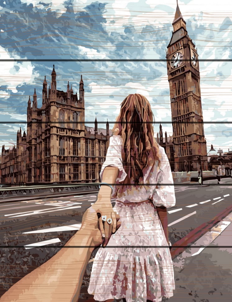 Картина по номерам на дереве Rainbow Art Следуй за мной Лондон (GXT22063-RA)