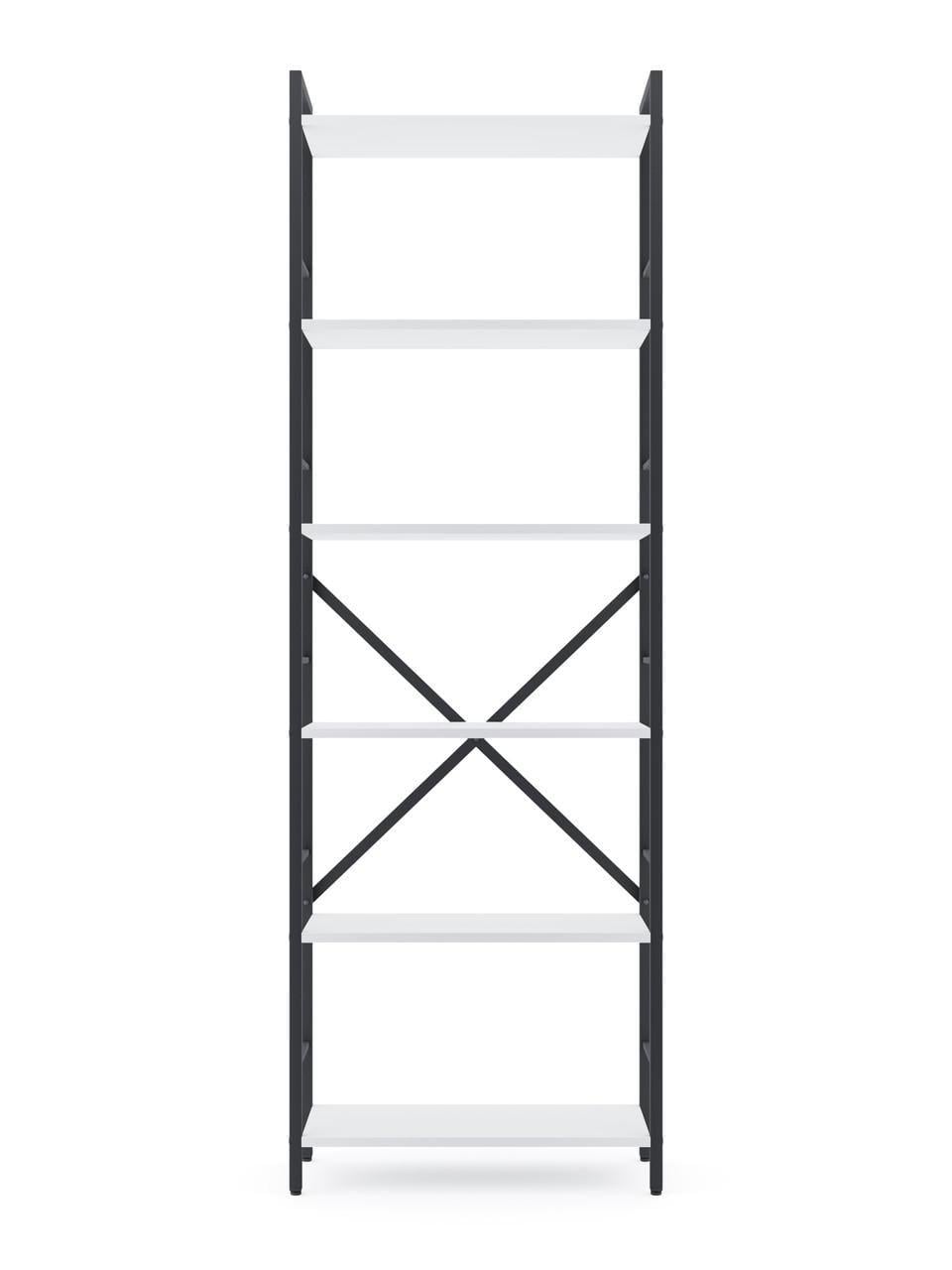 Стелаж Лофт Меткас 35 кг/полицю 6 полиць ЛДСП 1800x600x240 мм Антрацит/Білий сніг (3014723553)