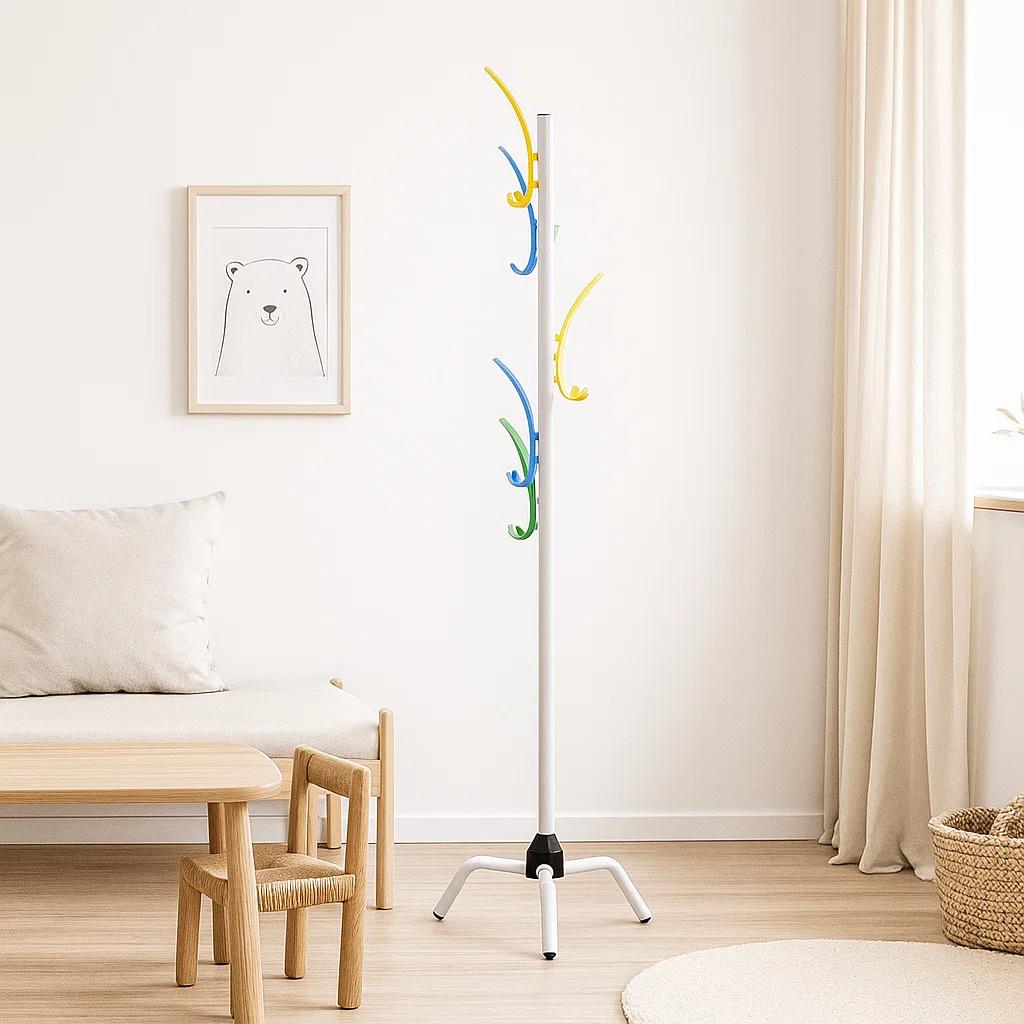 Вішалка-стійка для верхнього одягу на ніжках металева 174х40х40 см Білий (J006YBA)