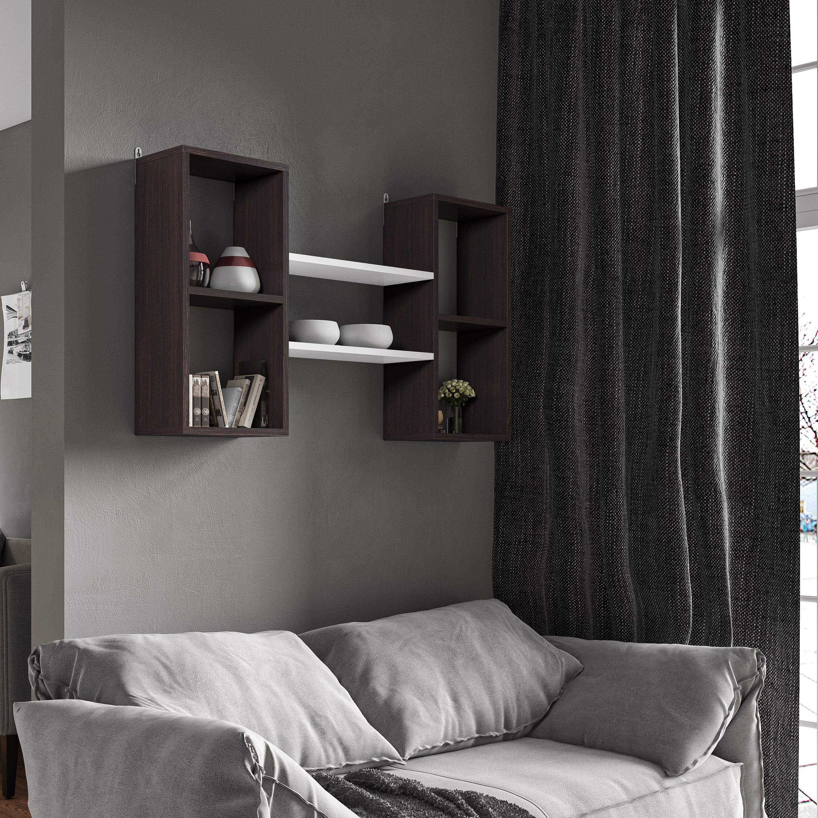 Полиця навісна Moreli T-11 1010x600x180 мм Венге магія/Білий (ns-t11-venge-white)