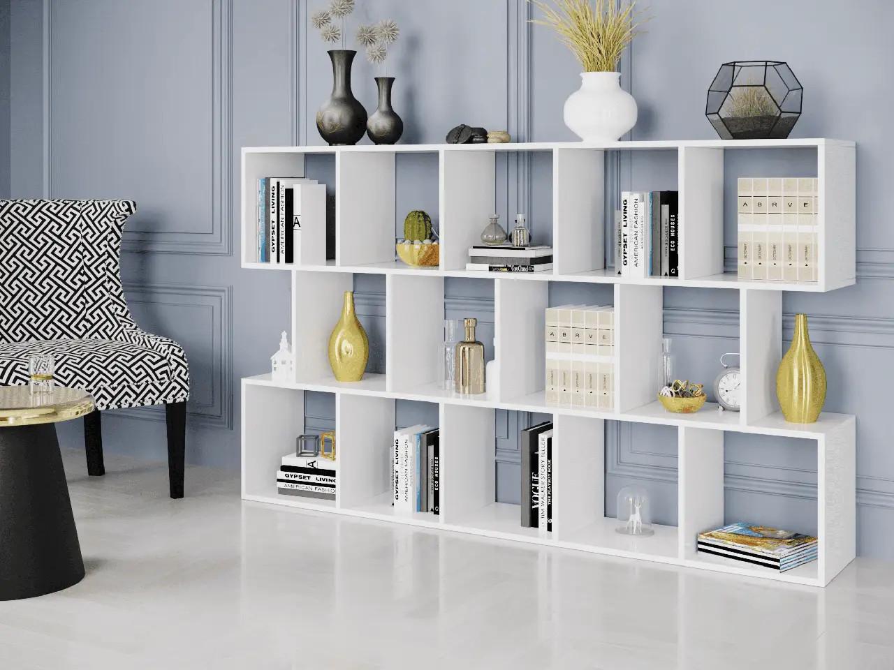 Стелаж на 14 комірок для книжок 1776х1056х290 мм Білий (174174) Стелаж на 14 комірок для книжок 1776х1056х290 мм Білий (174174)