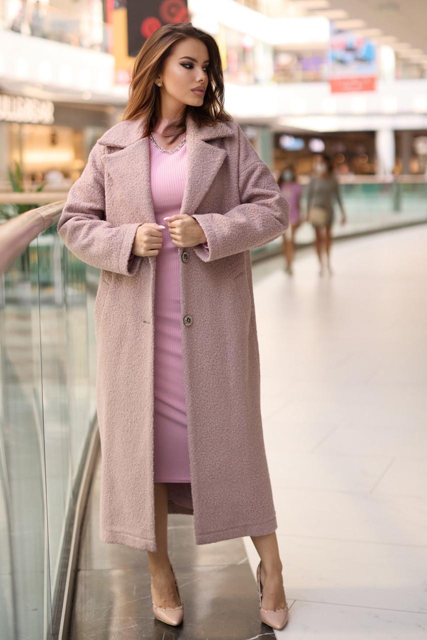 Пальто из эко-букле S-M Розовый - фото 6