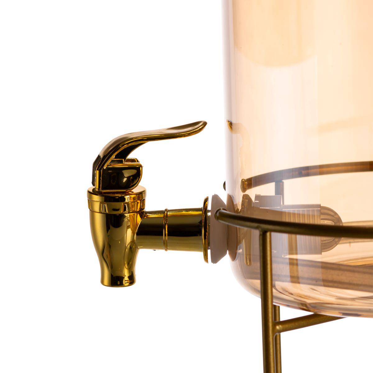 Лимонадница стеклянная с золотым краном и подставкой круглая 3,6 л (HP-34-18) - фото 12