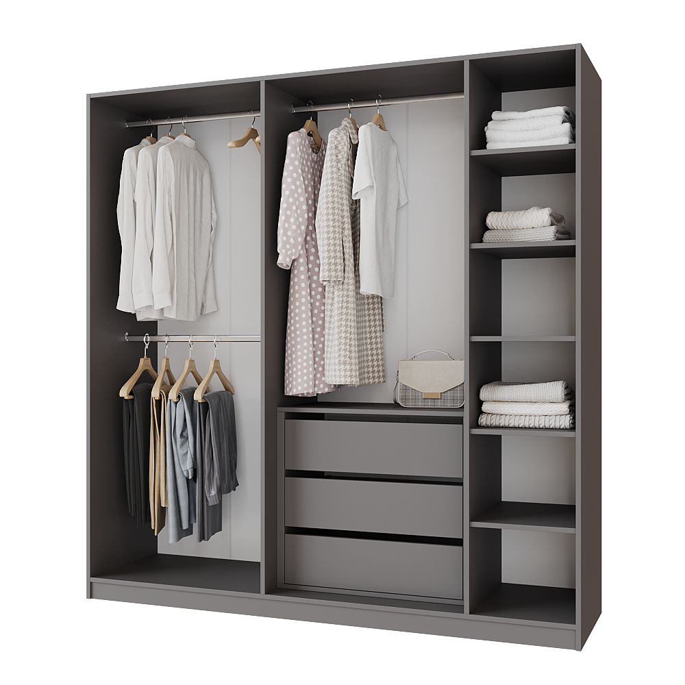 Шафа розпашна з тумбою Меблітренд Чиназес ЧиТ-2000 2000х500х2050 мм Графітовий/Білий (27286699) - фото 2 Шафа розпашна з тумбою Меблітренд Чиназес ЧиТ-2000 2000х500х2050 мм Графітовий/Білий (27286699) - фото 2