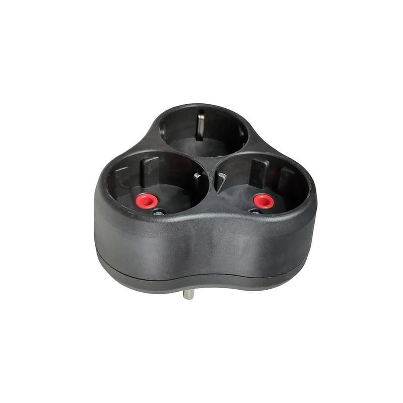 Сетевой тройник Neomax 3 гнезда с заземлением 16A 2P+E черный (NX1114)