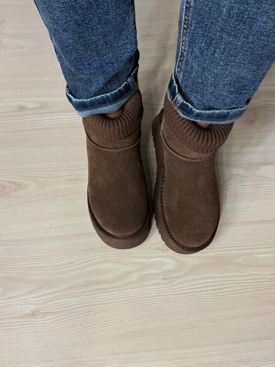 Угги женские Hengji 56-7 с манжетом носком на высокой подошве р. 40 Коричневый (5745) - фото 7 Угги женские Hengji 56-7 с манжетом носком на высокой подошве р. 40 Коричневый (5745) - фото 7