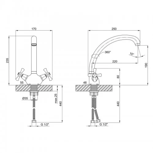 Змішувач Lidz CRM 75 21 271F-3 для кухні на гайці б - фото 7 Змішувач Lidz CRM 75 21 271F-3 для кухні на гайці б - фото 7