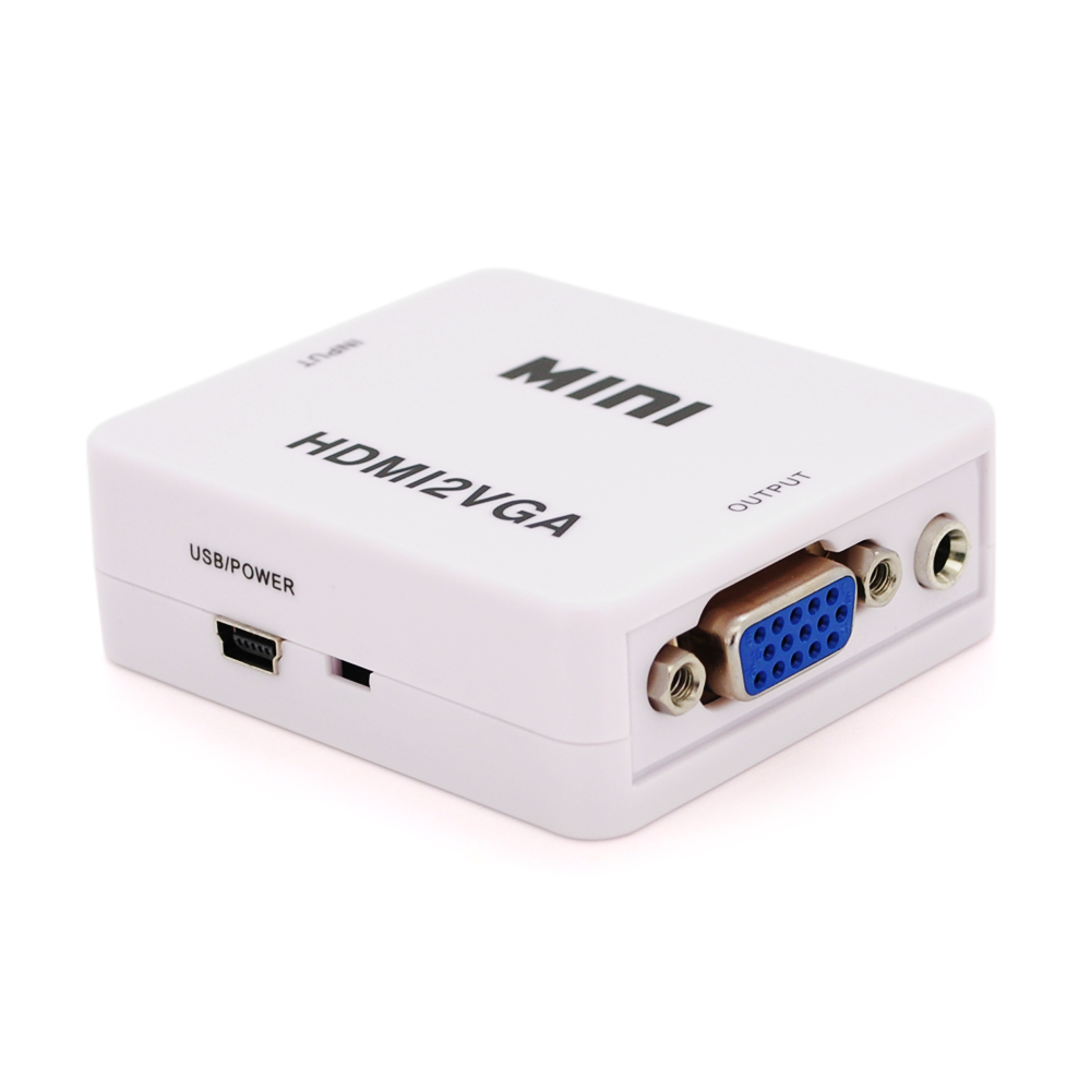 Конвертер HDMI to VGA Mini 1080P Белый (26301595)