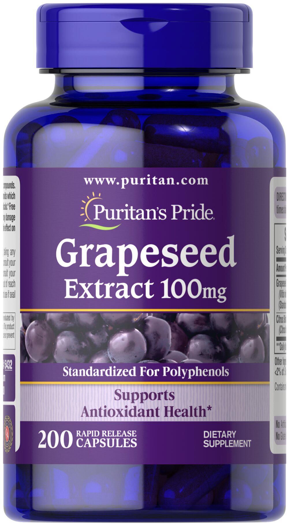 Антиоксидант Puritans Pride Grapeseed Extract 100 мг 200 капсул (1136)