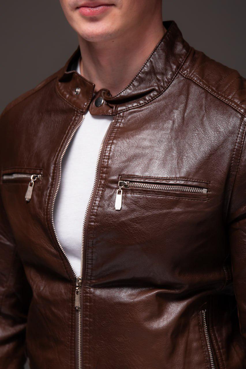 Куртка чоловіча з еко-шкіри M Коричневий (2341/1/3) - фото 5 Куртка чоловіча з еко-шкіри M Коричневий (2341/1/3) - фото 5