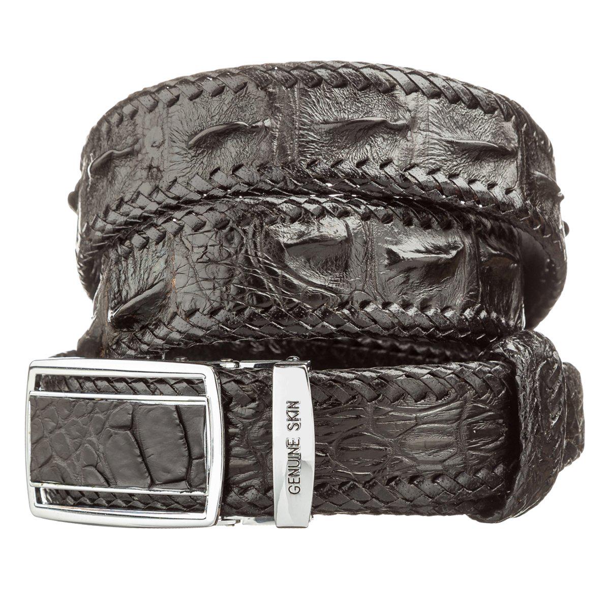 Ремень автоматический Crocodile leather 18597 из натуральной кожи крокодила Черный Ремень автоматический Crocodile leather 18597 из натуральной кожи крокодила Черный