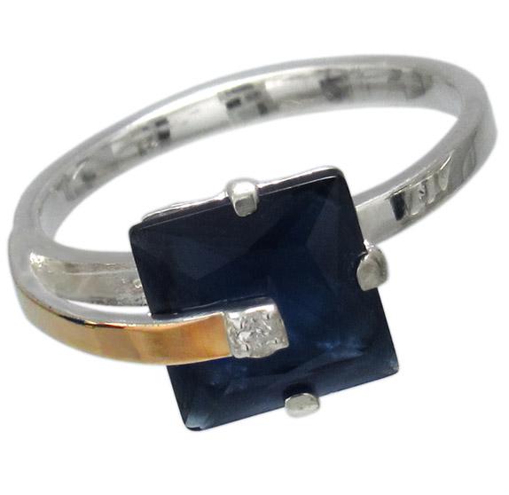 Женское серебряное кольцо с золотой пластиной Сладкий плен 18 (053к.13-5)