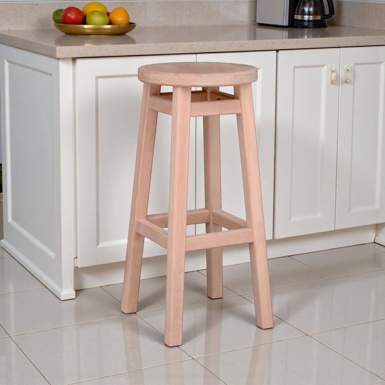 Табурет барный деревянный Студія дерева Вільха Комфорт с круглым эргономичным сиденьем 75 см Бежевый (31095284)