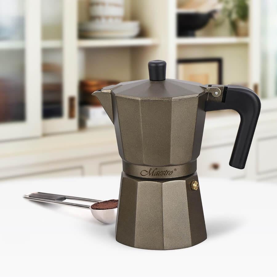 Гейзерна кавоварка Maestro Espresso Moka MR-1666-6 6 чашок Brown - фото 4