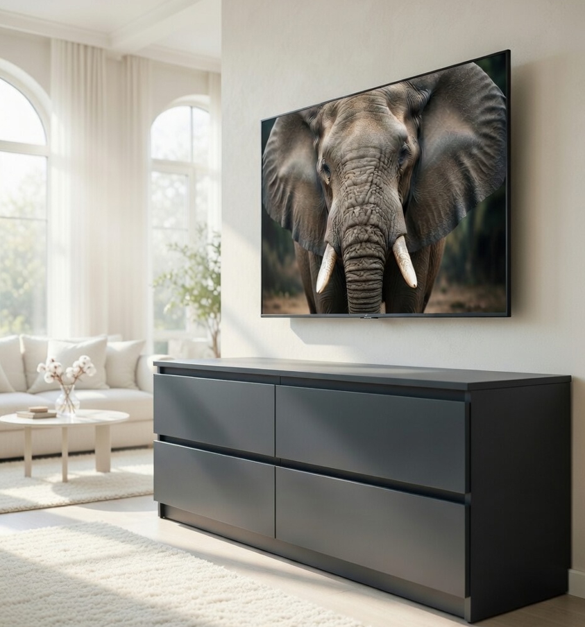 Комод Мастер Форм Брайт ТВ 1392х376х511 мм Антрацит (20235)