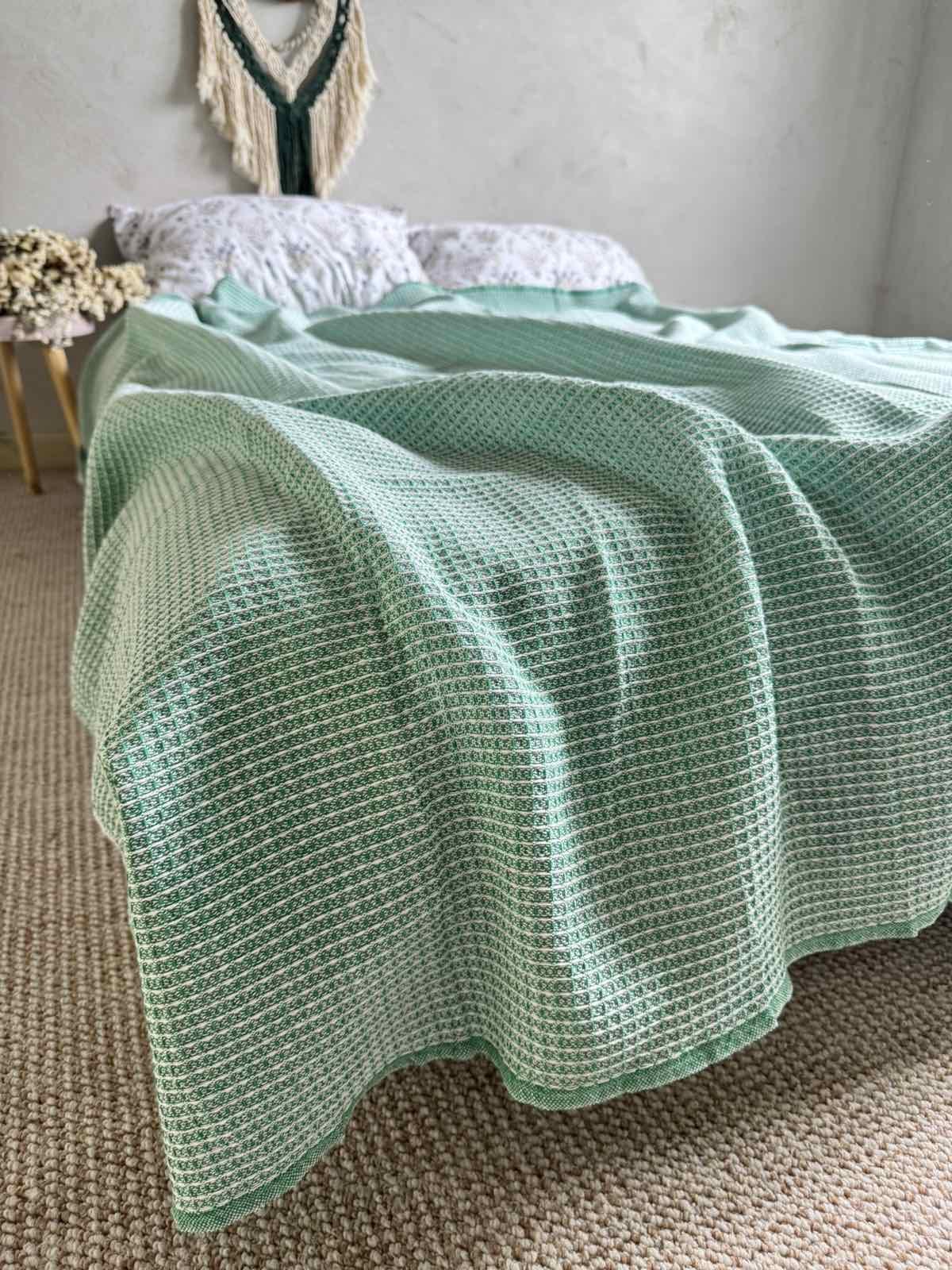 Простирадло вафельне ZEINTEX бавовняне 200х220 см Зелений (26417923) - фото 9 Простирадло вафельне ZEINTEX бавовняне 200х220 см Зелений (26417923) - фото 9