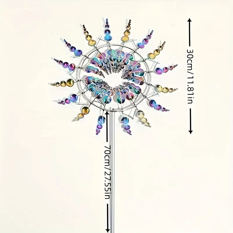 Ветряная мельница для декора сада с 3D орнаментом вращающаяся на 360° металлическая - фото 8