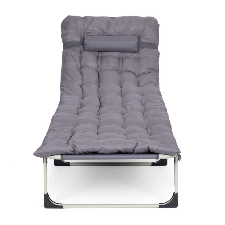 Шезлонг садовый раскладной с матрасом и подушкой MultiGarden Relax до 120 кг. Grey (5905817005208)