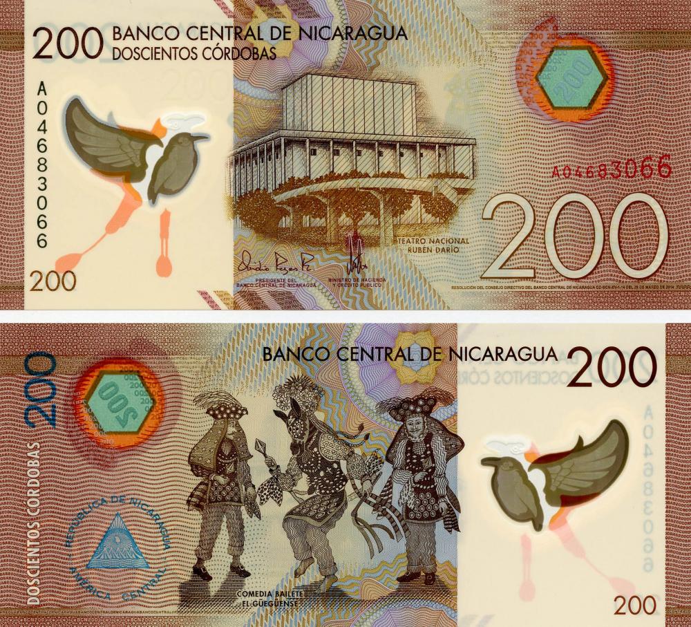 Коллекционная банкнота Никарагуа 200 кордоб 2015 UNC Полимер P213 (Б12640)