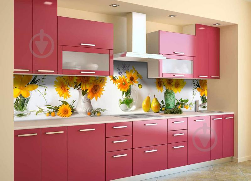 Скинали на кухню Zatarga «Желтые Подсолнухи» 650х2500 мм виниловая 3Д наклейка кухонный фартук самоклеящаяся Z180567/1