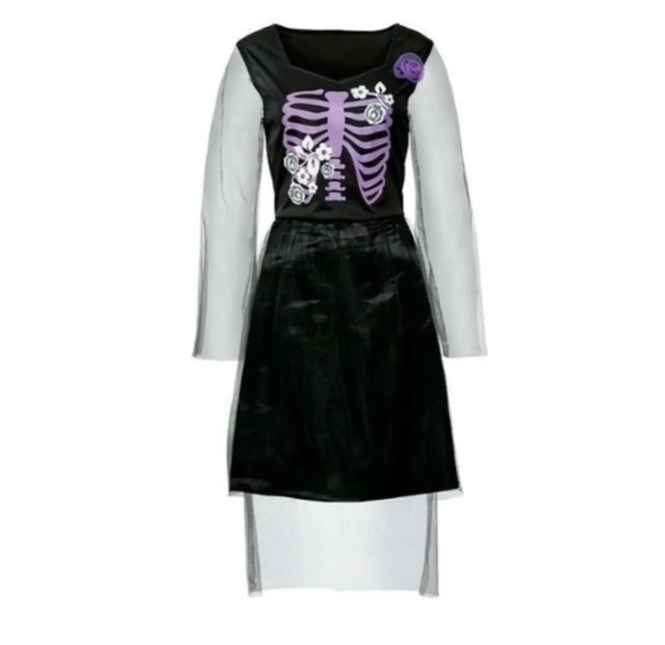 Платье на Хэллоуин женское Невеста скелета S Черно-фиолетовый (679954) - фото 3