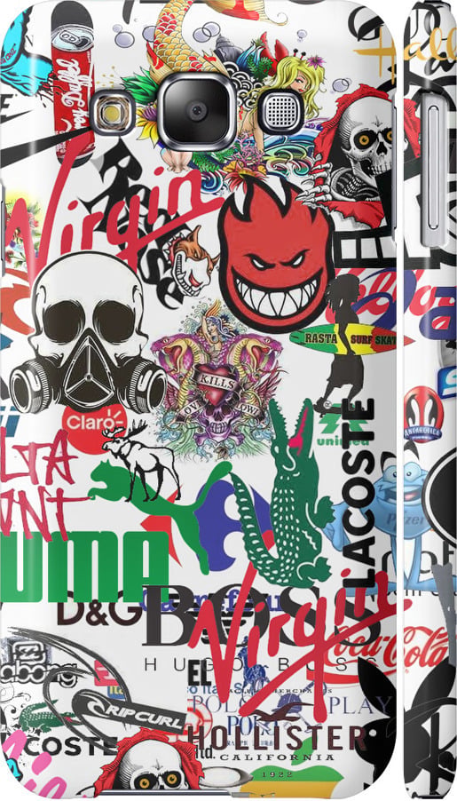 Чехол на Samsung Galaxy E5 E500H Many different logos (4022m-82-42517)