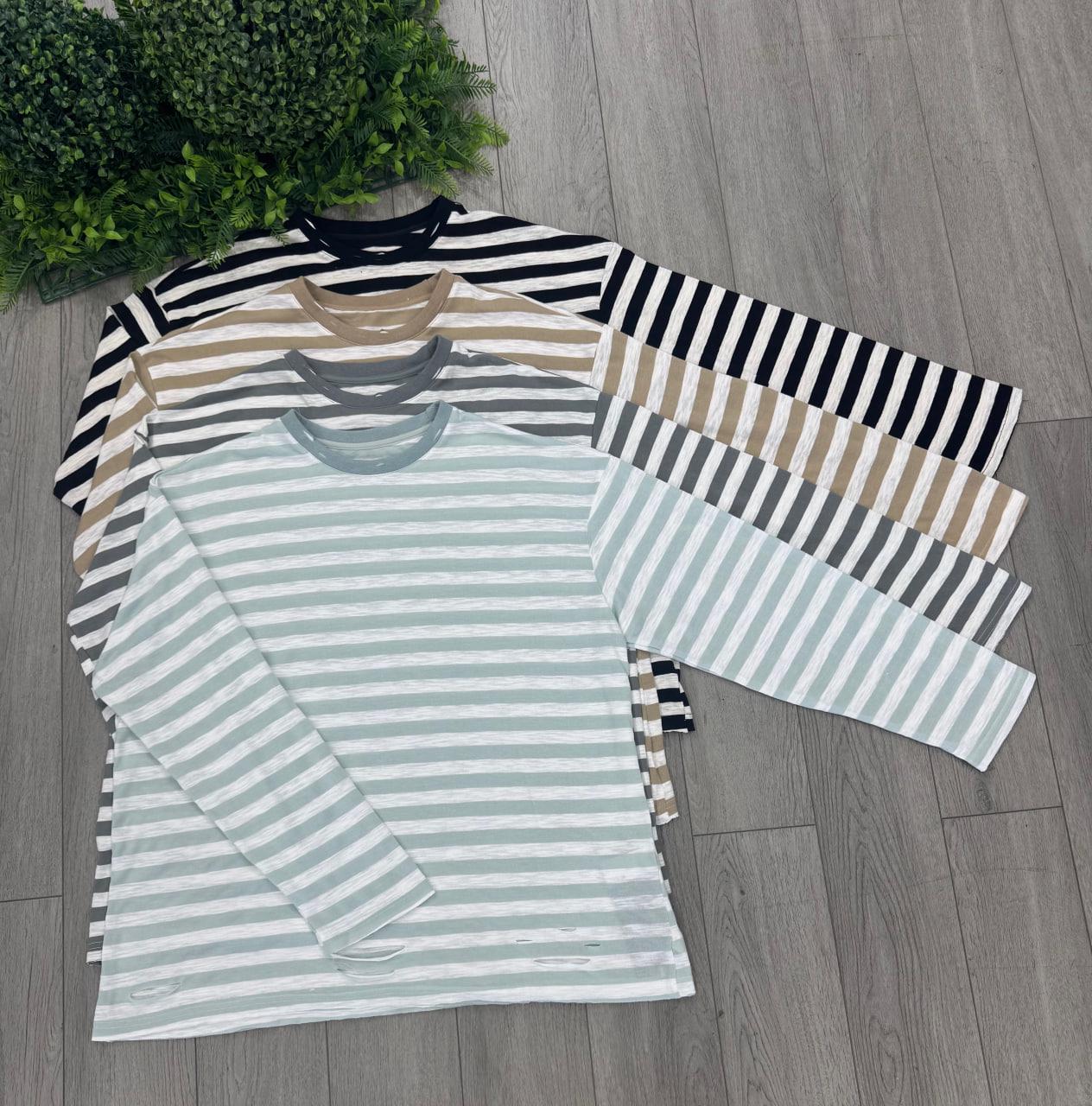 Лонгслив женский в полоску OS Черный (#27026-02) - фото 2 Лонгслив женский в полоску OS Черный (#27026-02) - фото 2