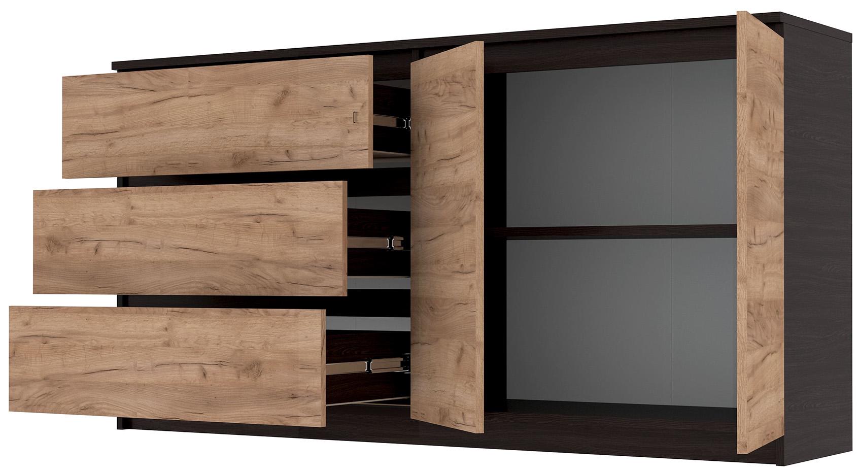 Комод Мастер Форм Брайт левосторонний 1580х376х730 мм Венге магия/Дуб крафт золотой (20228) - фото 3 Комод Мастер Форм Брайт левосторонний 1580х376х730 мм Венге магия/Дуб крафт золотой (20228) - фото 3