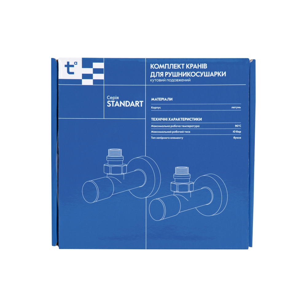 Комплект кранів Thermo Alliance Standart SF395W15W для рушникосушарки кутовий подовжений 1/2" (SD00053595) - фото 7