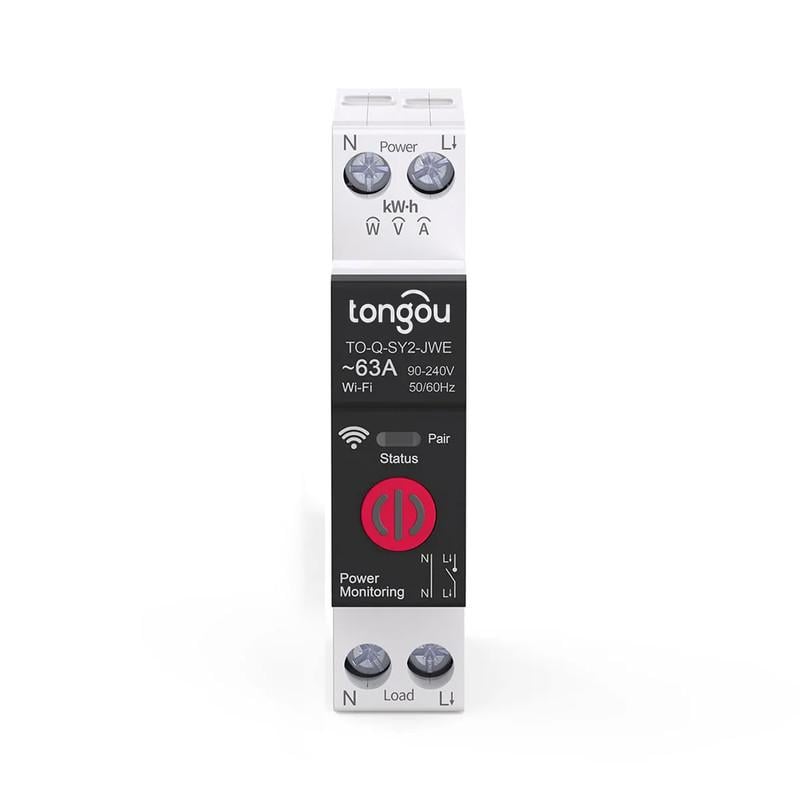 Умный WiFi выключатель Tongou с полной защитой/счетчиками/таймером 1P+N 1-63A 230V eWeLink (TO-Q-SY2-JWE)
