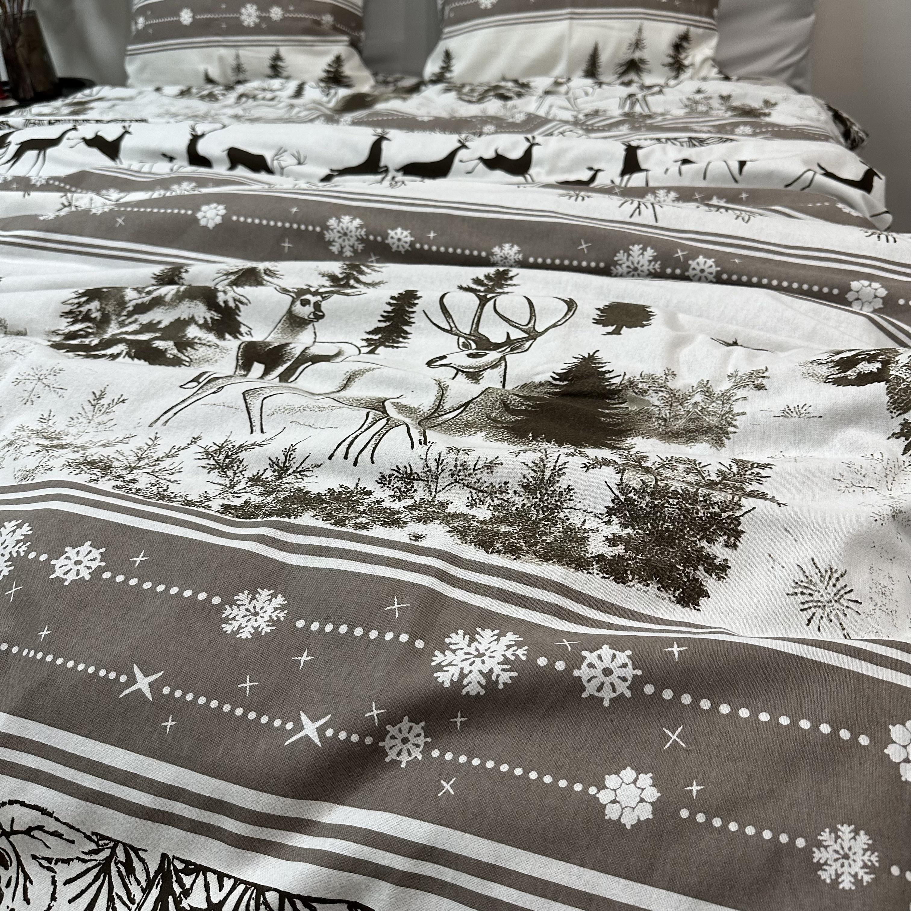 Комплект постільної білизни байкова Зимовий сімейний Сірий (байка 1-4) - фото 4