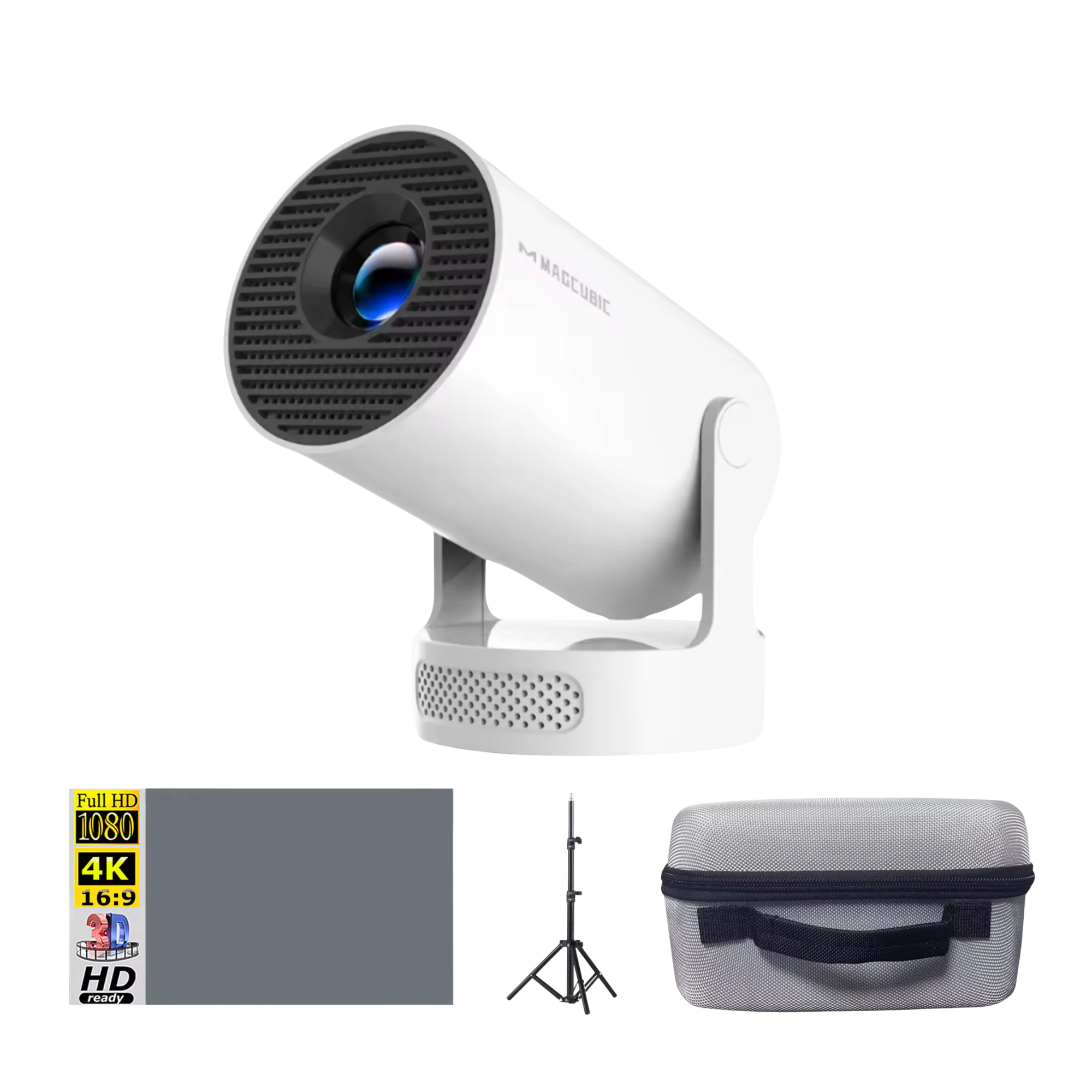 Комплект для домашнего кинотеатра проектор Magcubic HY300 PRO с мощным HiFi-звуком White/экран 100"/штатив 1,1 м/кейс для проектора (26408154) Комплект для домашнего кинотеатра проектор Magcubic HY300 PRO с мощным HiFi-звуком White/экран 100"/штатив 1,1 м/кейс для проектора (26408154)