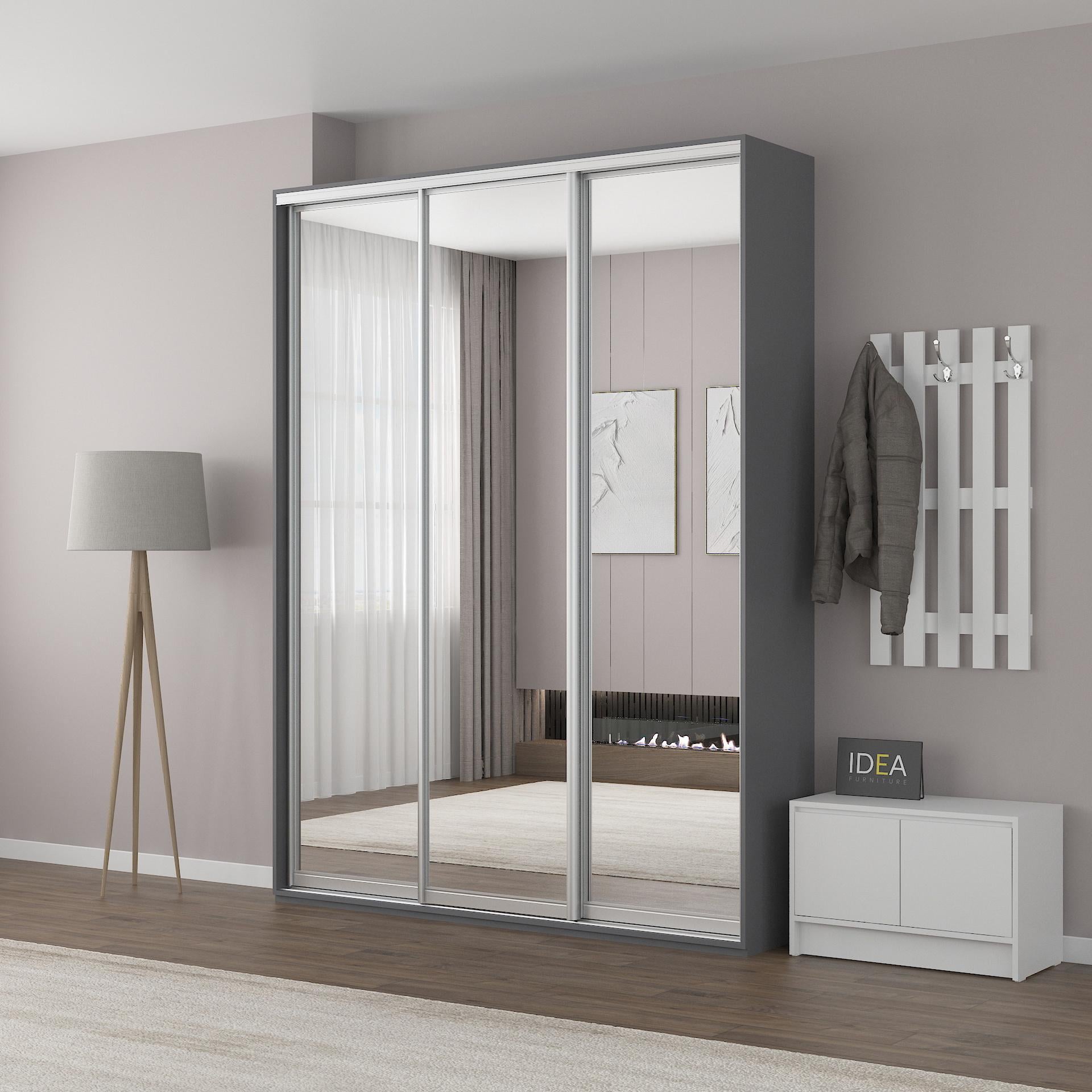 Шафа-купе Idea серія 2 дзеркало 190х45х240 см Антрацит (1177)