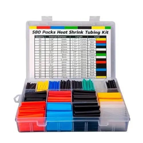 Термоусадочная трубка 580 шт. 11 размеров 6 цветов в пластиковой коробке (22562432)