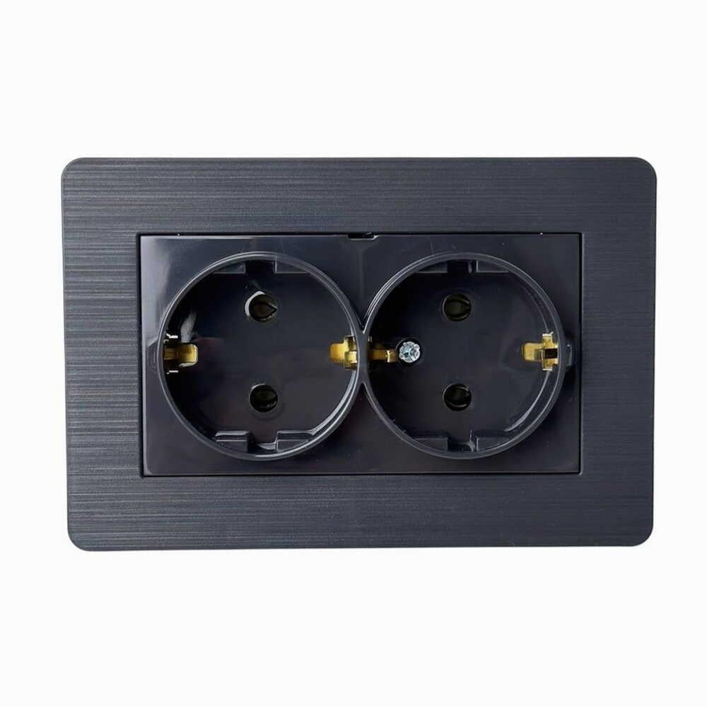 Розетка Nilson Selene двойная с заземлением Антрацит (23362525)